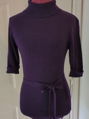 A. Byer Purple Turtleneck Sweater with Waist Tie